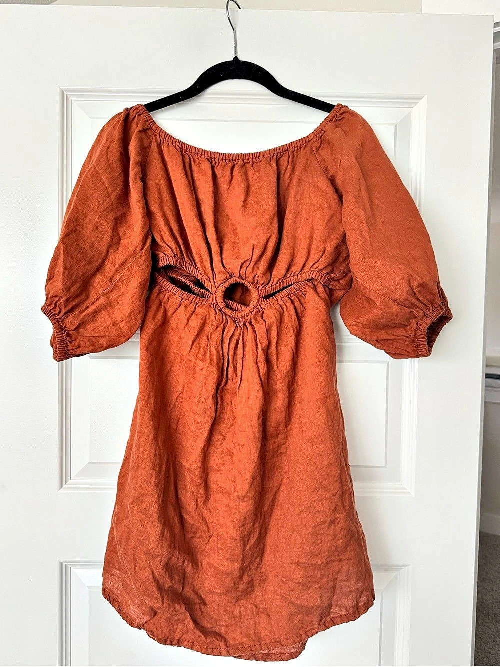 Faithfull the Brand Almero Linen Mini Dress Orange Large